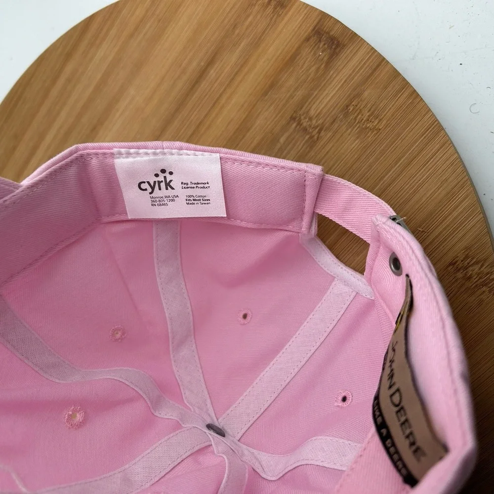 John Deere Baseball Cap Hat Womens Pink One Size Adjustable Embroidered Logo NWT